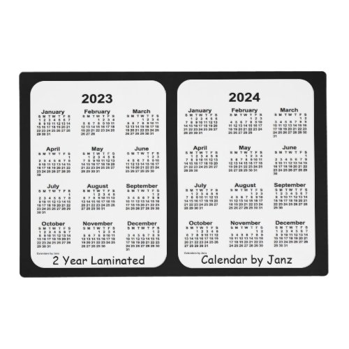 2023_2024 Black Neon Laminated  Calendar by Janz Placemat
