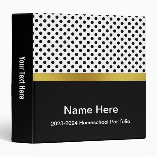 2023_2024 Black White Gold Homeschool Portfolio 3 Ring Binder