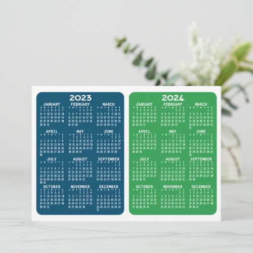 2023_2024 Calendar _ 2_Year Year View _ blue green