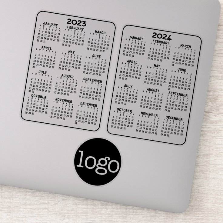 2023 2024 Calendar black add logo or photo Sticker Zazzle