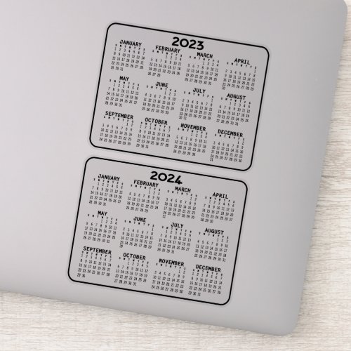 2023 2024 Calendar black and white mini calendars Sticker