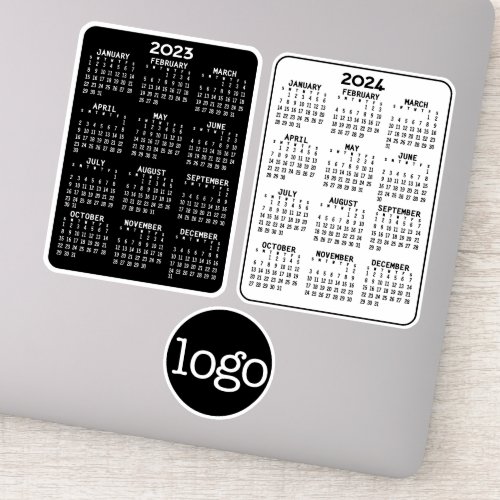 2023 2024 Calendar black white _ add logo or photo Sticker