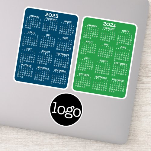2023 2024 Calendar blue green _ add logo or photo Sticker