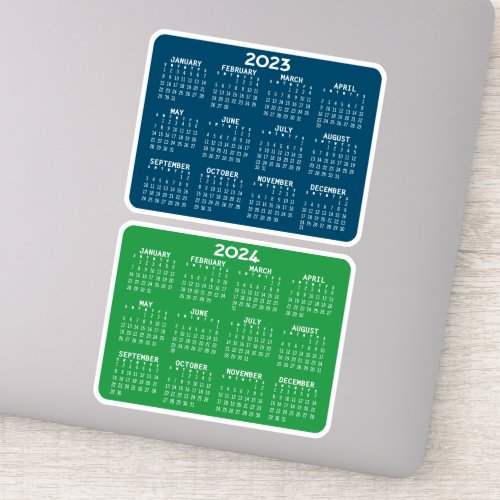 2023 2024 Calendar blue green _ mini calendars Sticker