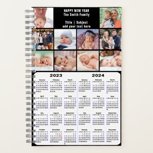 2023 2024 Calendar Custom Family Photo DIY Modern Notebook