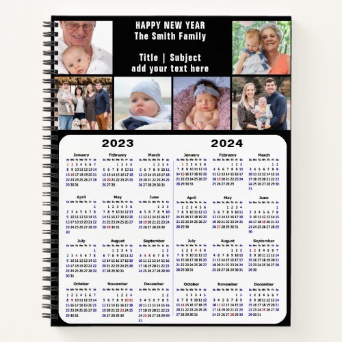 2023 2024 Calendar Custom Family Photo DIY Modern  Notebook