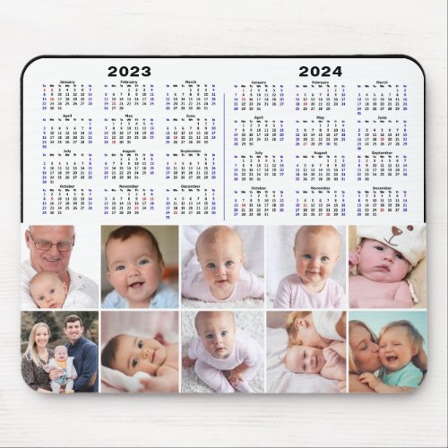 2023 _ 2024 Calendar Custom Family Photo Modern Mouse Pad