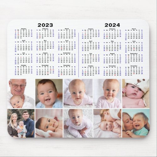 2023 _ 2024 Calendar Custom Family Photo Modern Mouse Pad