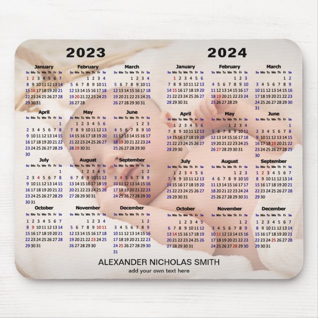 2023 - 2024 Calendar Custom Full Photo Modern Mouse Pad (Front)