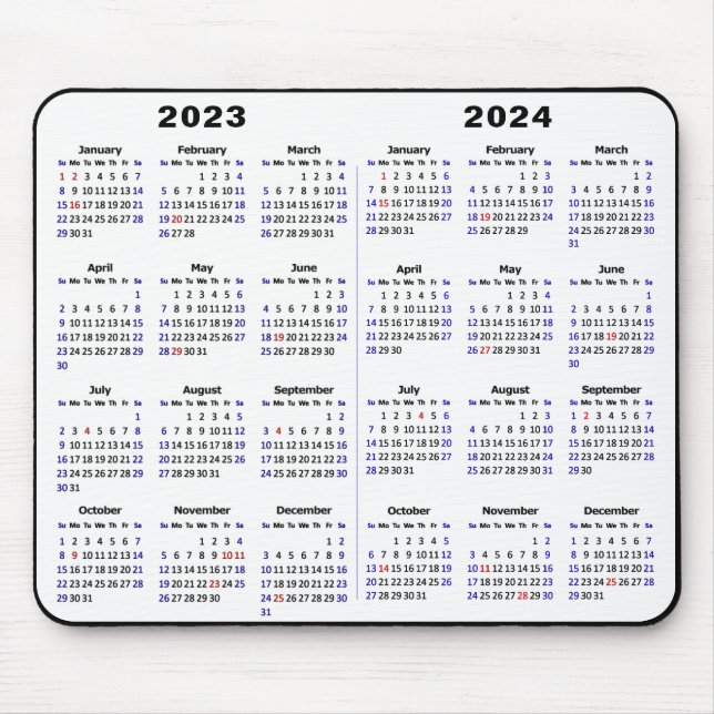 2023 - 2024 Calendar Minimalist 2 year Calendar Mouse Pad (Front)