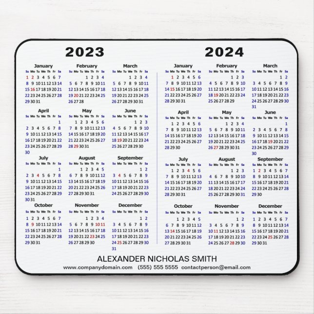 2023 - 2024 Calendar Minimalist Custom Mouse Pad (Front)