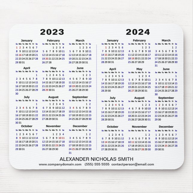 2023 - 2024 Calendar Minimalist Custom Mouse Pad (Front)