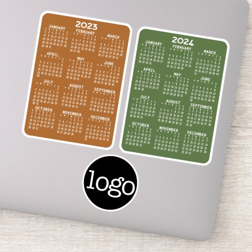2023 2024 Calendar warm colors _ add logo or photo Sticker