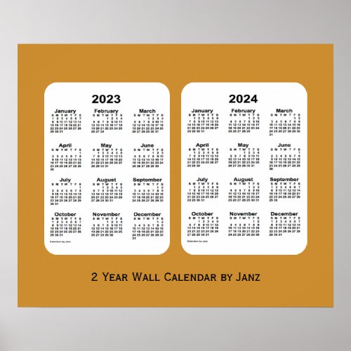2023_2024 Gold 2 Year Wall Calendar by Janz Poster