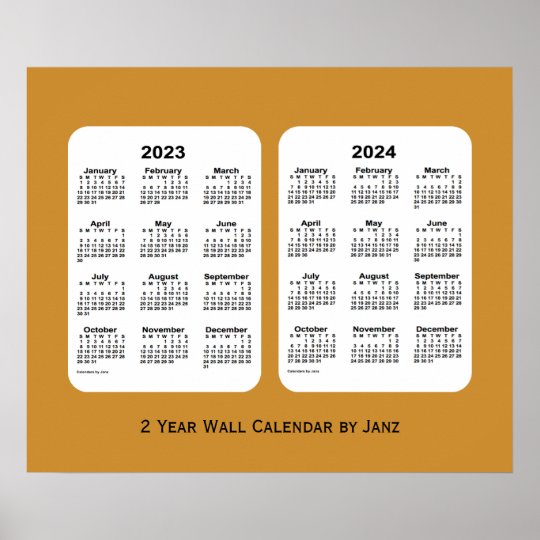 2023 2024 Wall Calendar 20232024 Gold 2 Year Wall Calendar by Janz Poster