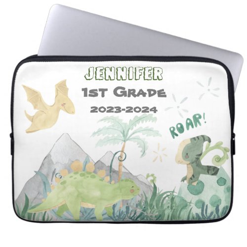 2023_2024 Name Label Back To School Cute Dinosaur Laptop Sleeve