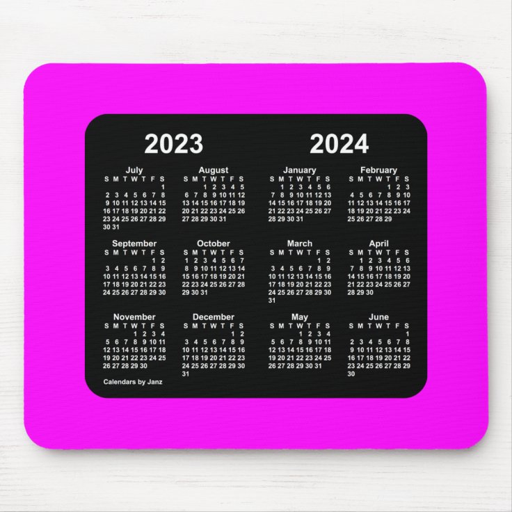 2023 2024 Neon Magenta School Calendar By Janz Mouse Pad Zazzle 9931