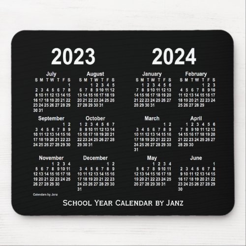 2023_2024 Neon White School Calendar by Janz Mouse Pad