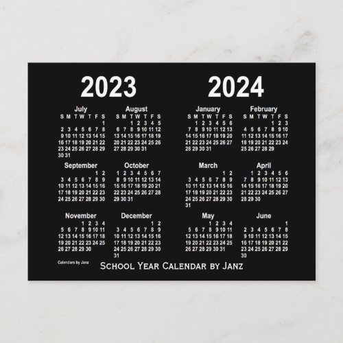 2023_2024 Neon White School Calendar by Janz Postcard