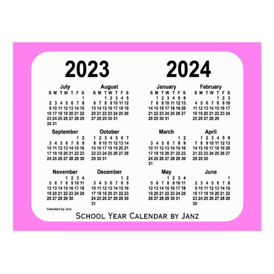 2023-2024 Pink Mini School Calendar by Janz Postcard | Zazzle.com