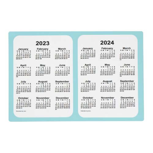 2023_2024 Powder Blue 2 Year Calendar by Janz Placemat