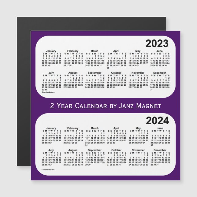 2023-2024 Purple 2 Year Calendar by Janz Magnet (Front/Back)