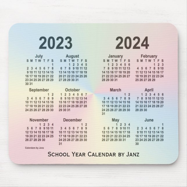 2023-2024 Rainbow Cloud School Calendar by Janz Mouse Pad (Front)