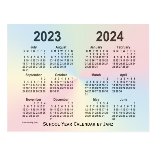 2023 2024 Rainbow Cloud School Calendar By Janz Postcard Zazzle Com
