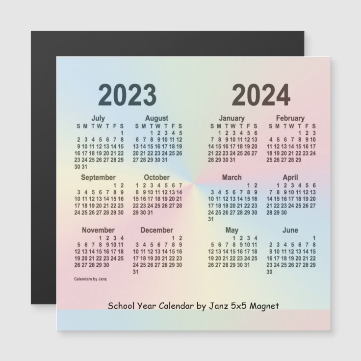 20232024 Rainbow School Year Calendar by Janz Zazzle