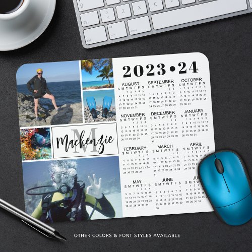2023_2024 School Calendar 5 Photos Monogram Name Mouse Pad