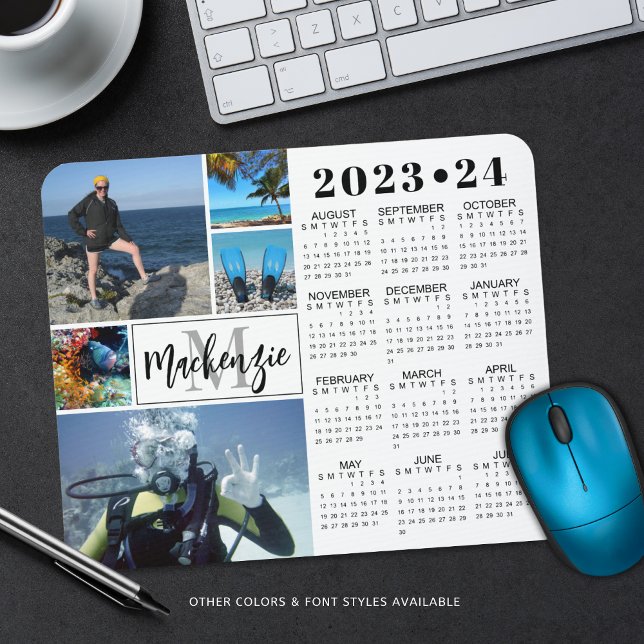 2023-2024 School Calendar 5 Photos Monogram Name Mouse Pad (Creator Uploaded)