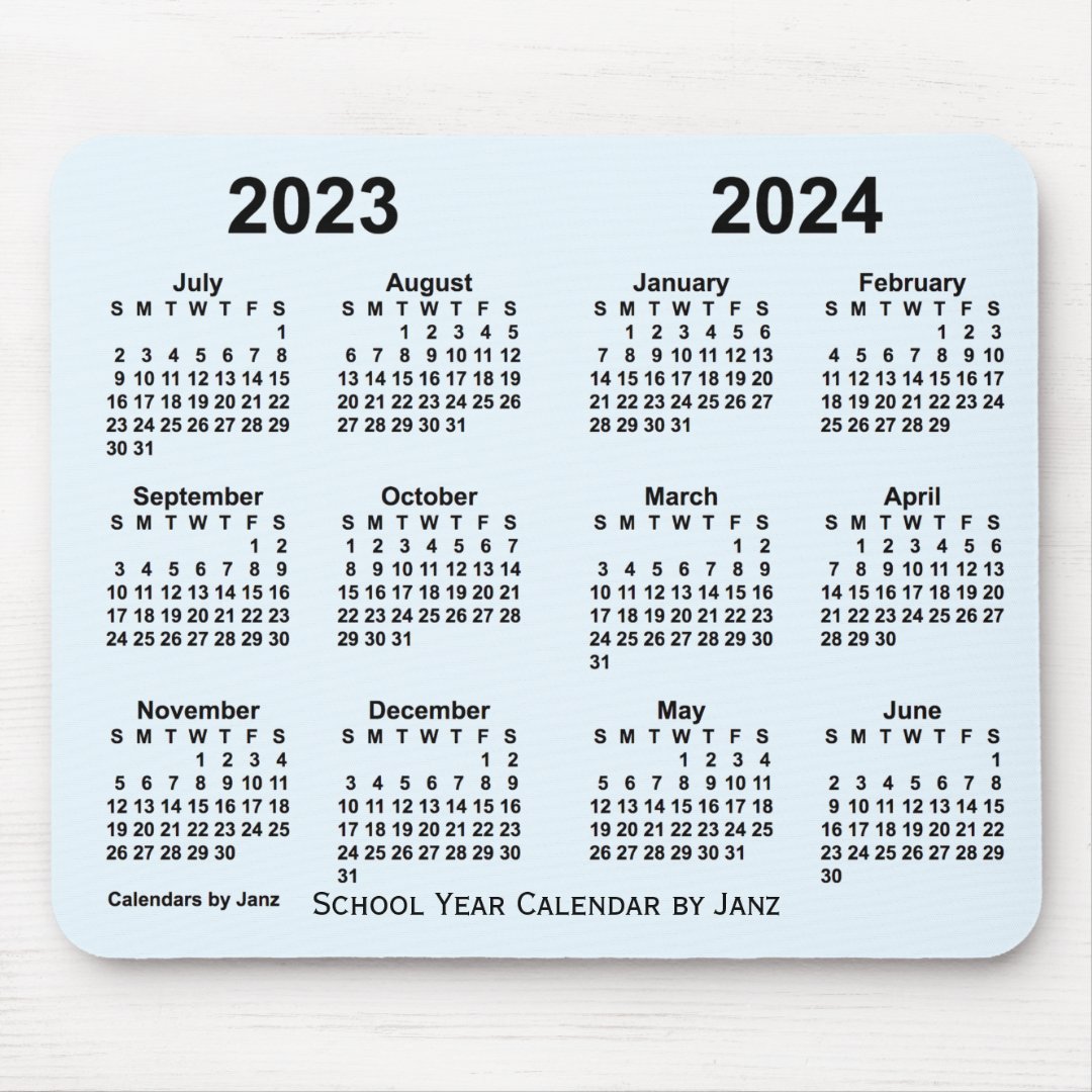 2023-2024 School Year Calendar by Janz Alice Blue Mouse Pad | Zazzle