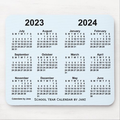 2023_2024 School Year Calendar by Janz Alice Blue Mouse Pad