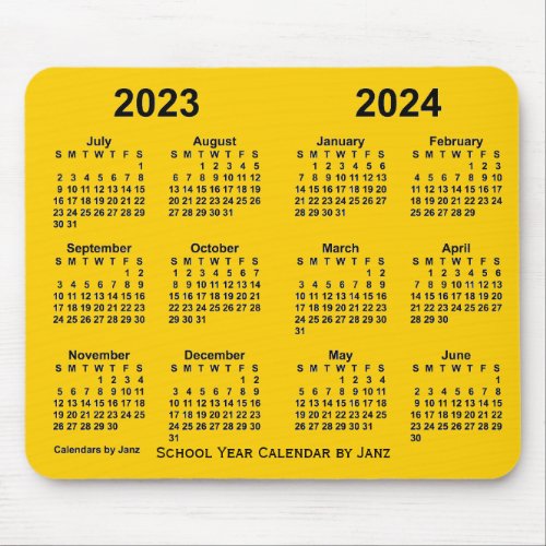 2023_2024 School Year Calendar by Janz Gold Mouse Pad