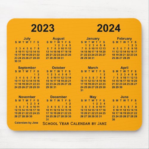 2023_2024 School Year Calendar by Janz Orange Mouse Pad