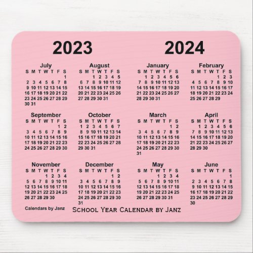 2023_2024 School Year Calendar by Janz Pink Mouse Pad