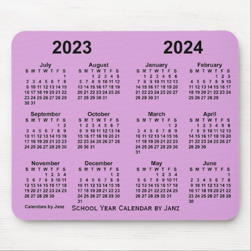 2023_2024 School Year Calendar by Janz Plum Mouse Pad