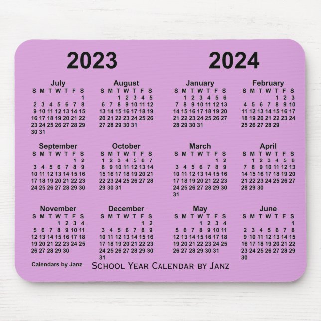 2023-2024 School Year Calendar by Janz Plum Mouse Pad (Front)