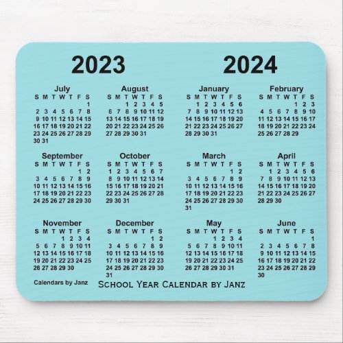 2023_2024 School Year Calendar by Janz Powder Blue Mouse Pad