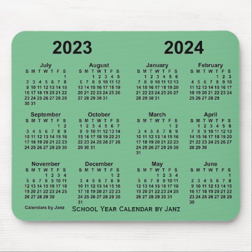 2023_2024 School Year Calendar by Janz Sea Green Mouse Pad