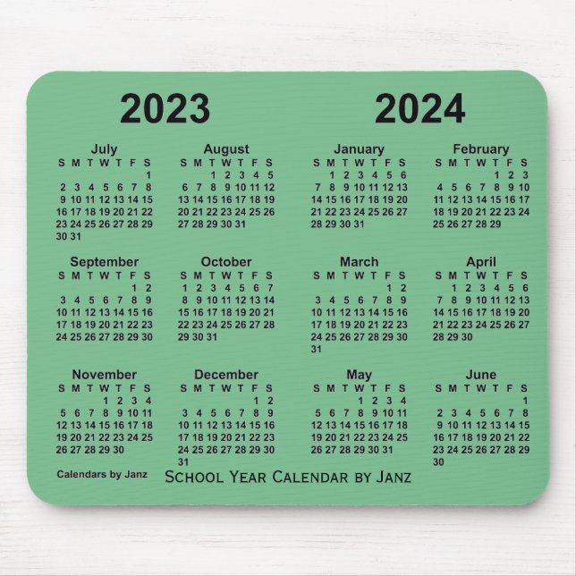 2023-2024 School Year Calendar by Janz Sea Green Mouse Pad (Front)
