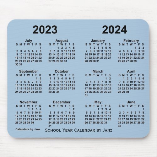 2023_2024 School Year Calendar by Janz Steel Blue Mouse Pad