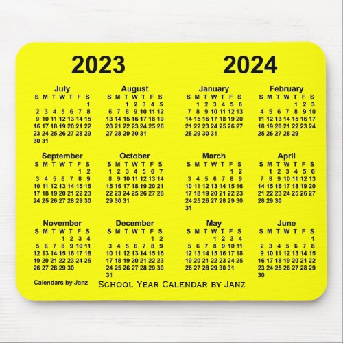 2023_2024 School Year Calendar by Janz Yellow Mouse Pad