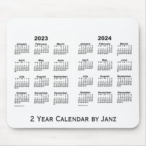 2023_2024 White 2 Year Calendar by Janz Mousepad