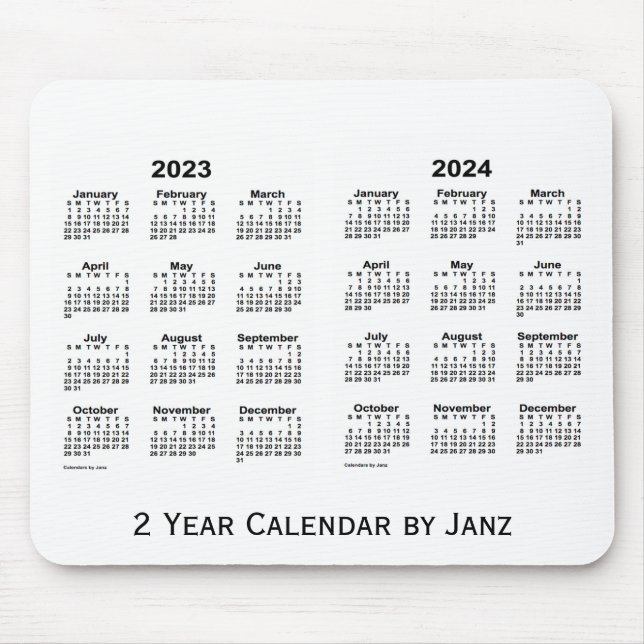 2023-2024 White 2 Year Calendar by Janz Mousepad (Front)