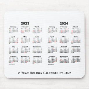 2023-2024 White 2 Year Holiday Calendar by Janz Mouse Pad