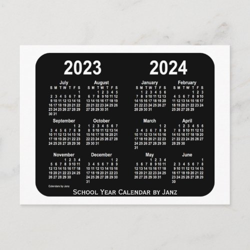 2023_2024 White Neon School Calendar by Janz Postcard