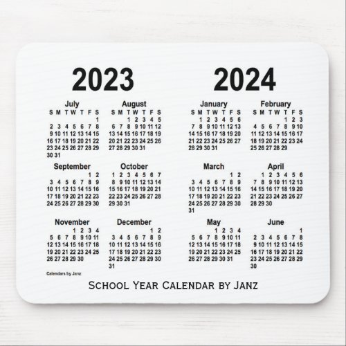 2023_2024 White School Calendar by Janz Mouse Pad