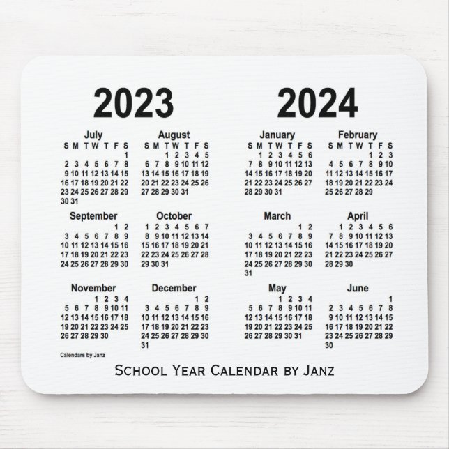 2023-2024 White School Calendar by Janz Mouse Pad (Front)