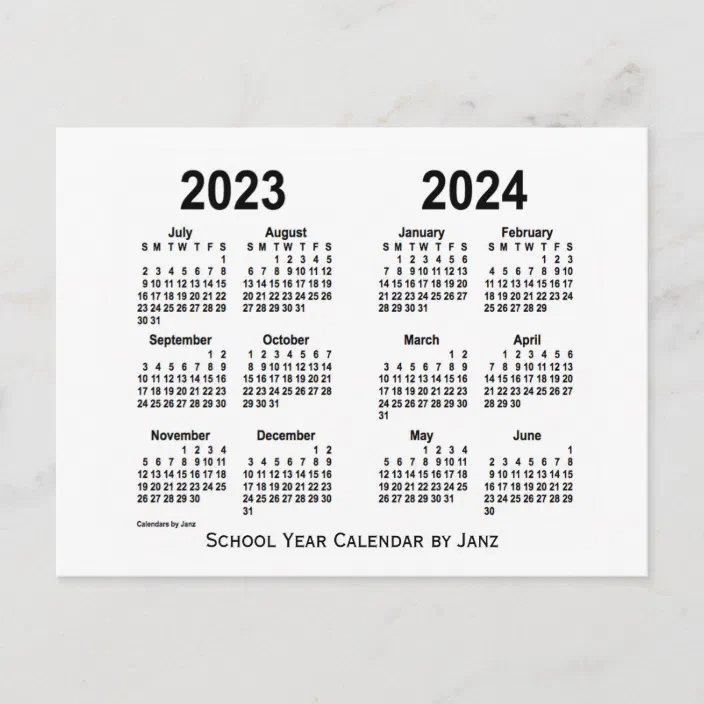 Head Royce Calendar 2023 2024 2023-2024 White School Year Calendar By Janz Postcard | Zazzle.com